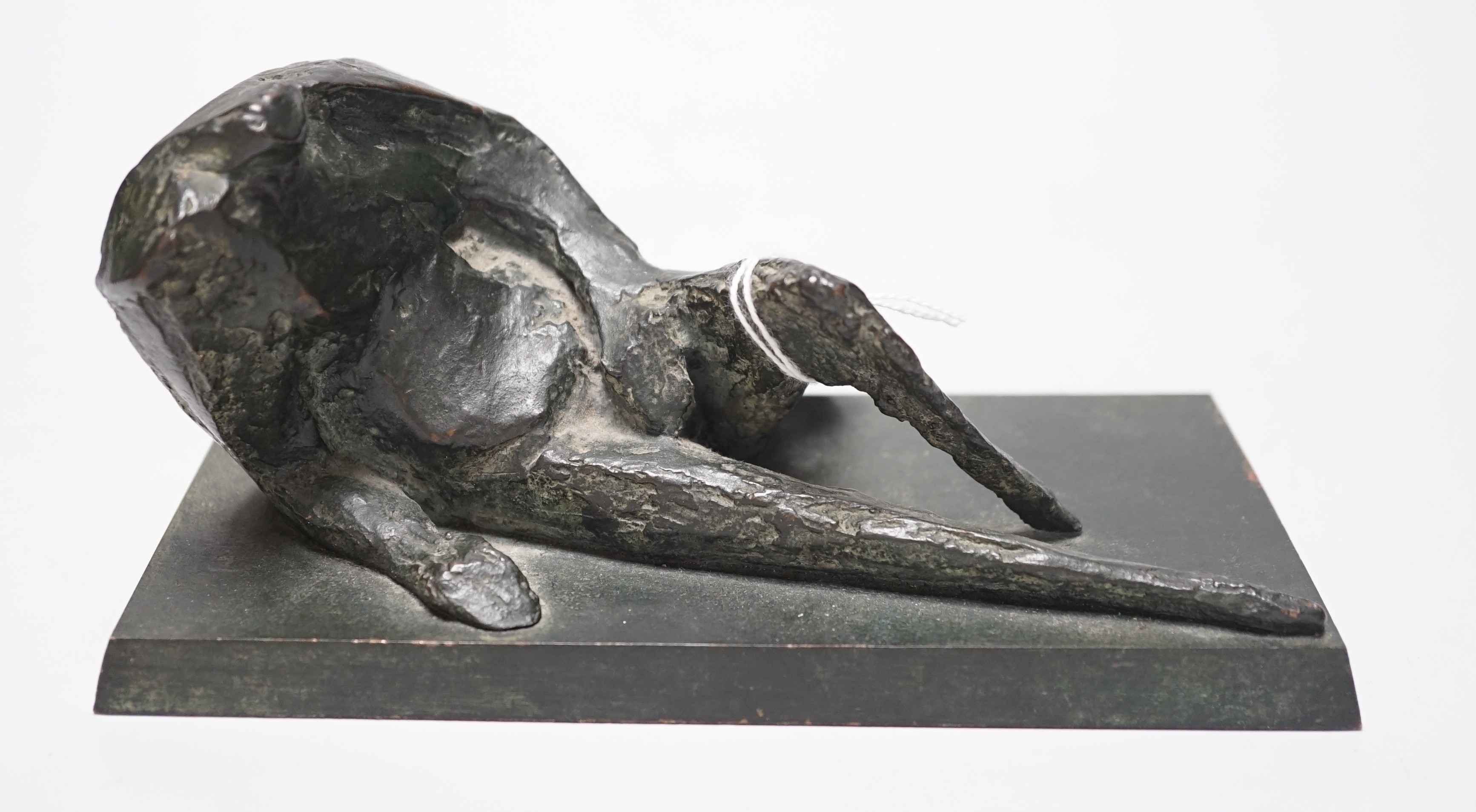 A limited edition abstract bronze of a recumbent figure, initialled and dated AFB 1981, 1/9, 17.5cm long